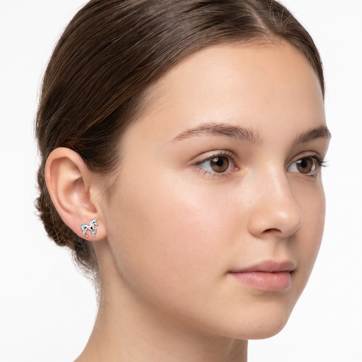 Kids Premium Silver Animal Earrings - Childrens Horse Studs - Melchior Jewellery