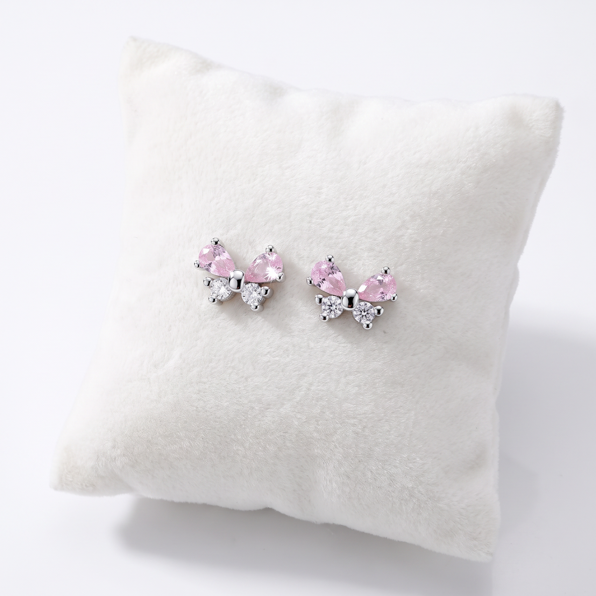 Sterling Silver Butterfly CZ Earrings On Jewellery Cushion