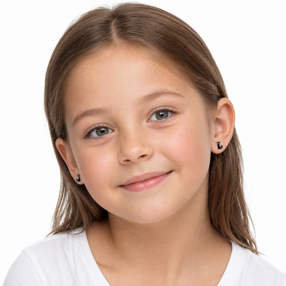 Girl With Girls’ sterling silver black crystal cat stud earrings