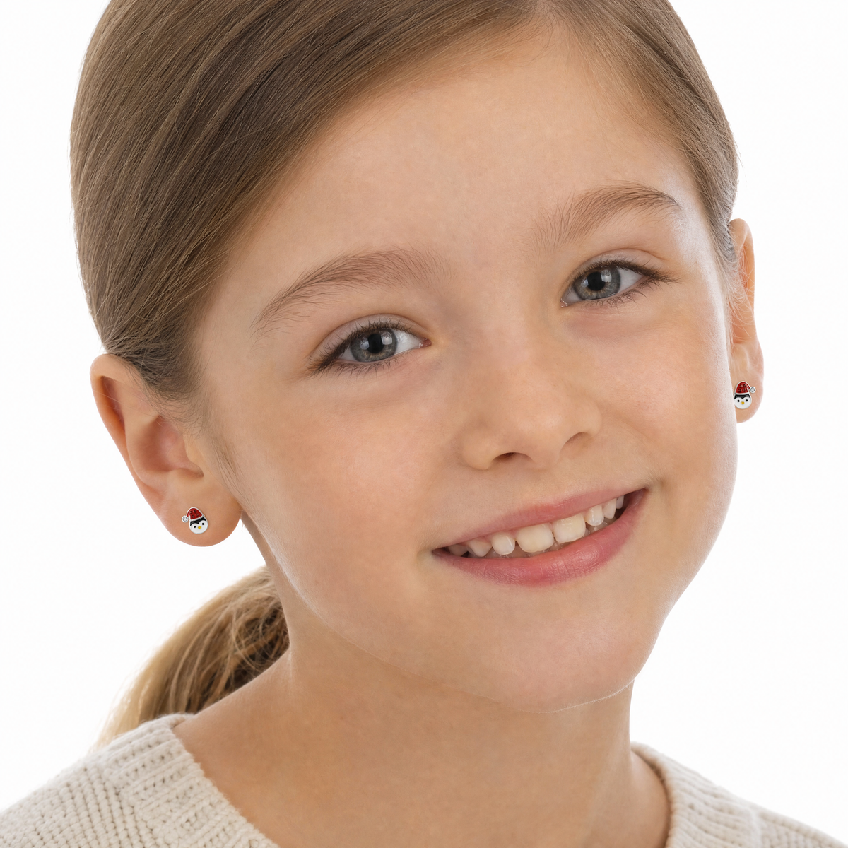 Kids Sterling Silver Penguin Christmas Earrings