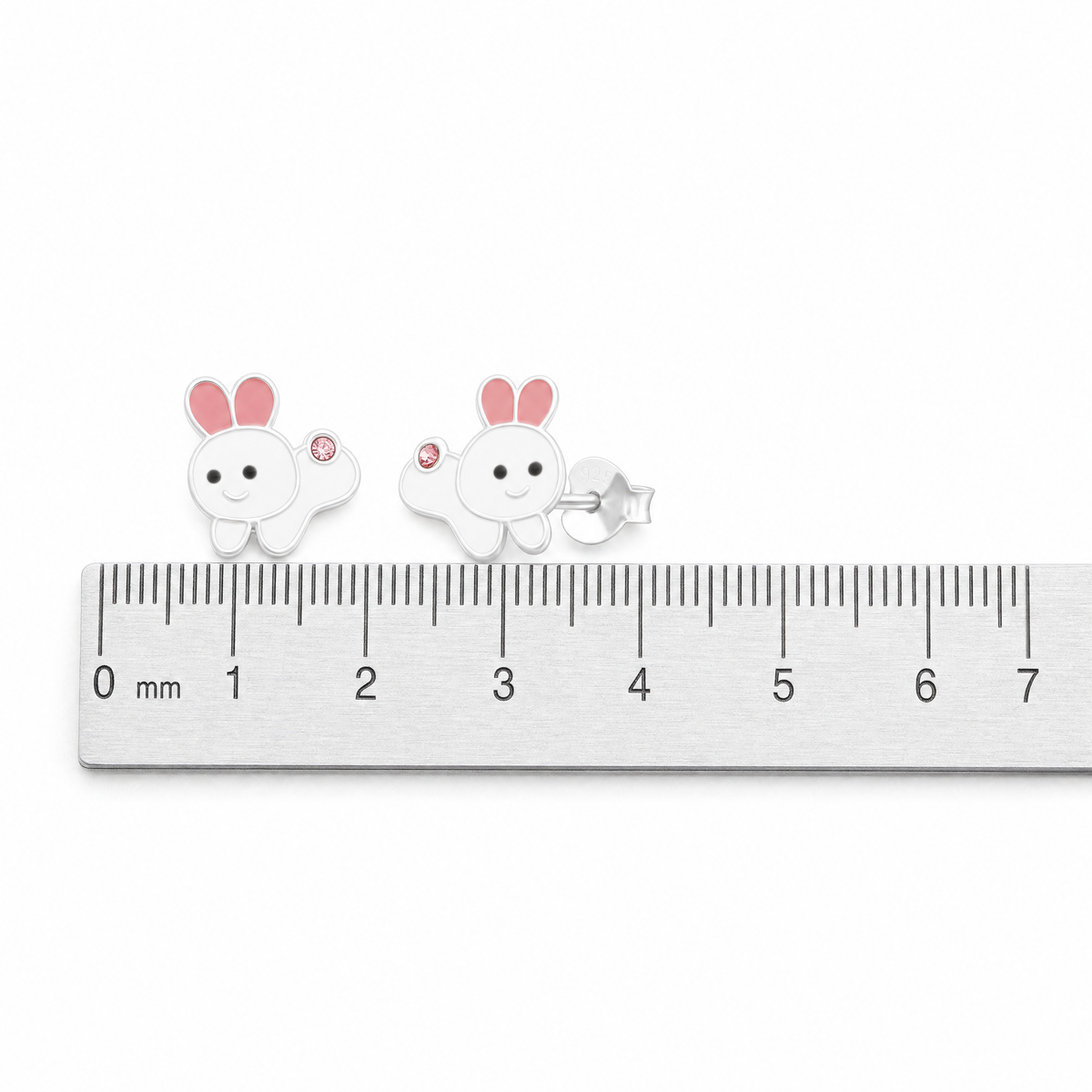 Girls’ sterling silver bunny rabbit stud earrings in gift box