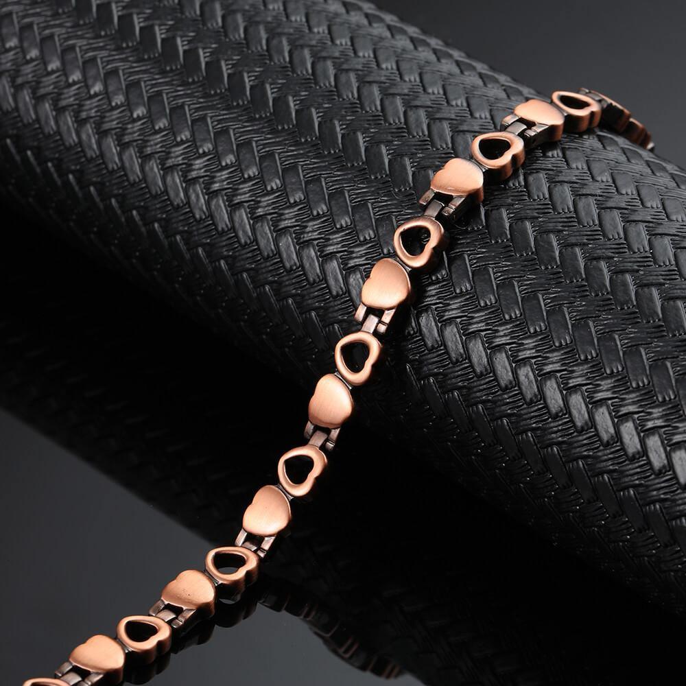 Ladies copper magnetic bracelet with heart design