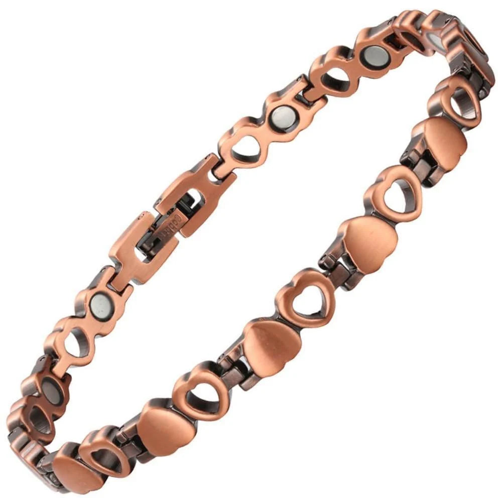 Ladies heart copper magnetic bracelet