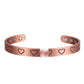 Love Heart Design Copper Magnetic Bangle featuring heart motifs and strong magnets for wellness and style.