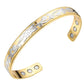 Floral 2 Tone Gold & Silver Magnetic Copper Therapy Bangle - Melchior Jewellery 