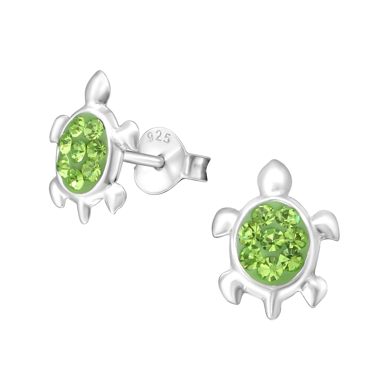 Girls Sterling Silver CZ Turtle Stud Earrings - Melchior Jewellery