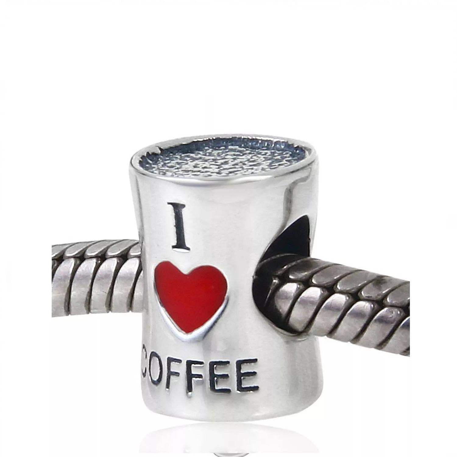 Sterling Silver "I Love Coffee" Charm Bead - Melchior Jewellery 