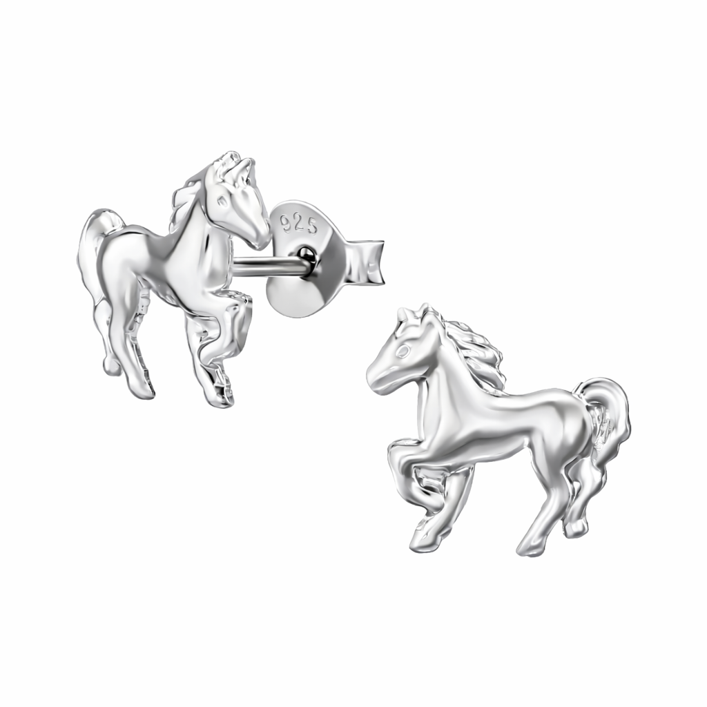 Kids Premium Silver Animal Earrings - Childrens Horse Studs - Melchior Jewellery 