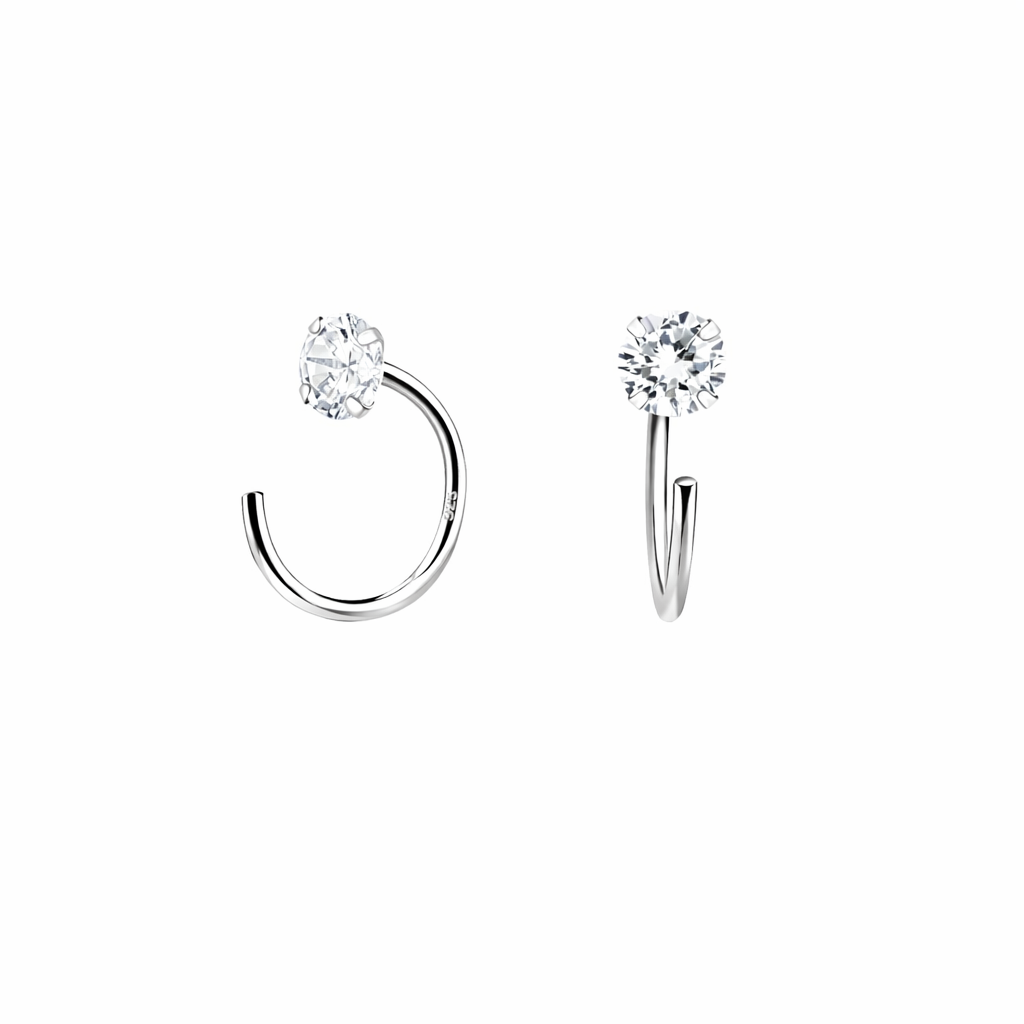 Sterling Silver Pull Through CZ Ear Huggers - Melchior Jewellery 
