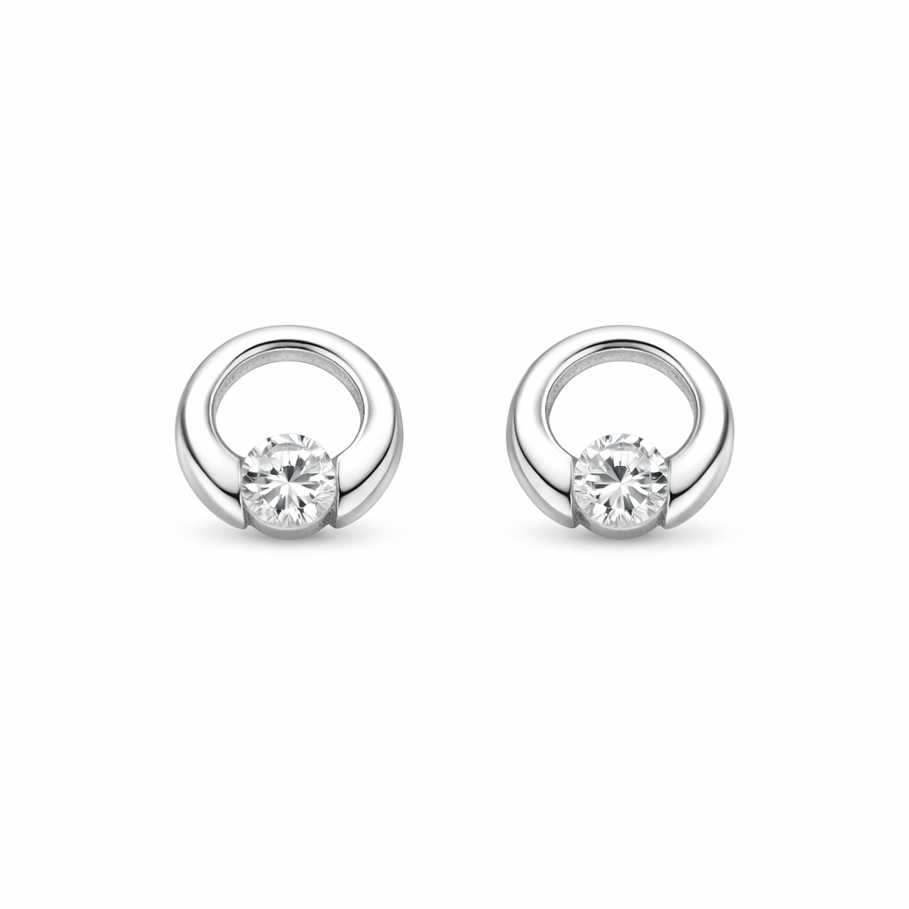 Sterling Silver Open Disc Stud Earrings For Women - Melchior Jewellery 