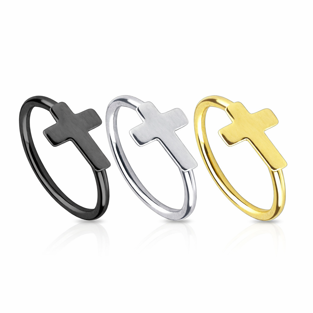 Cross Surgical Steel Nose Ring Piercing – Elegant Design by Melchior Jewellery - Melchior Jewellery 