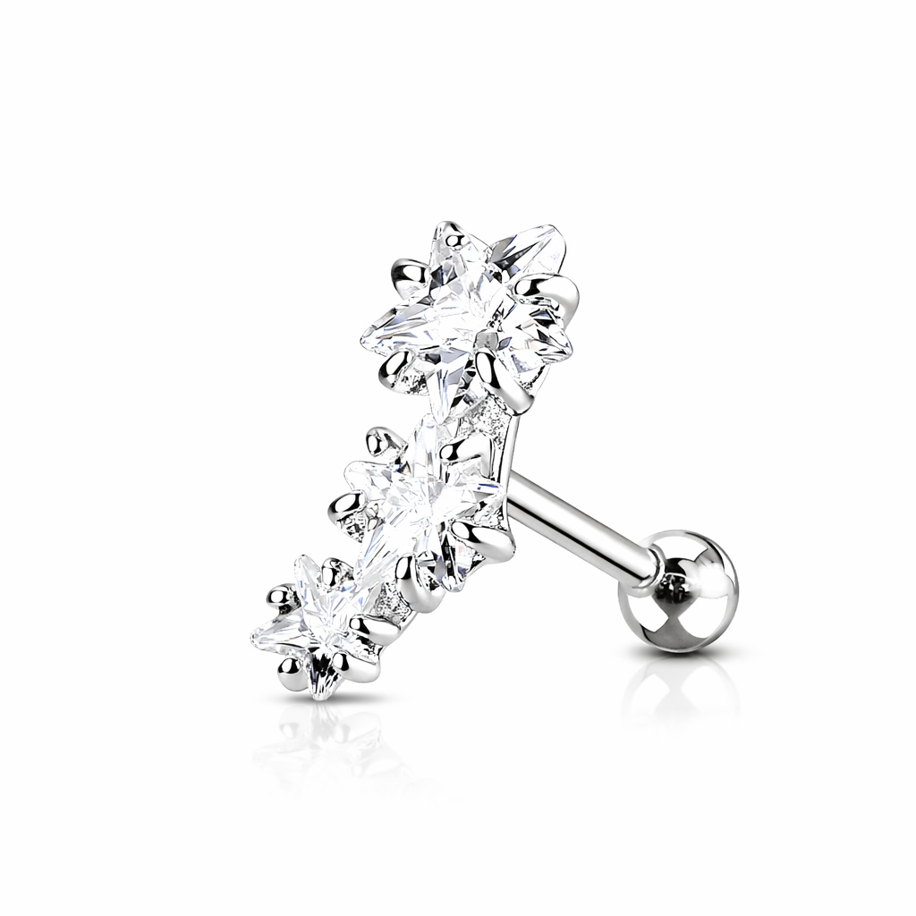 925 Silver Triple Star Cartilage Earring - Melchior Jewellery 