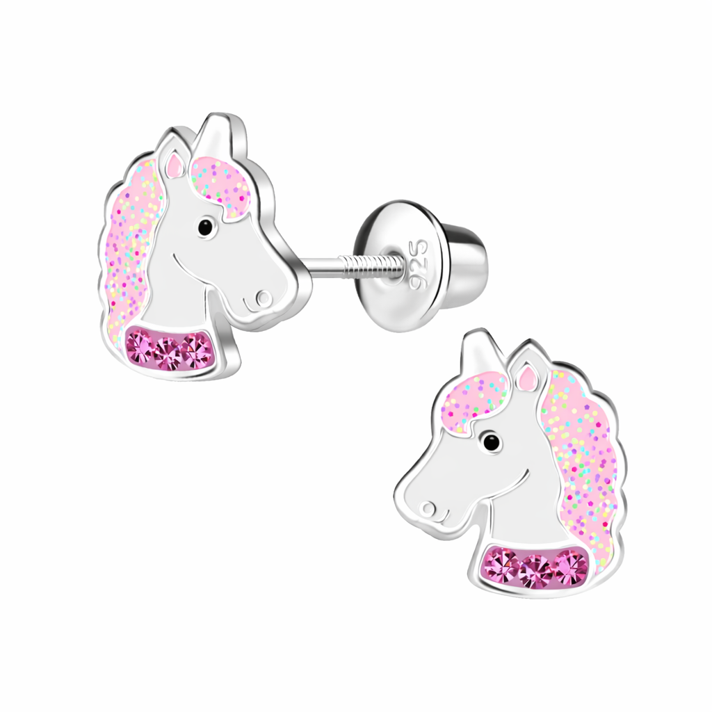 Melchior Jewellery Sparkly Pink Unicorn Earrings for Kids - Melchior Jewellery 