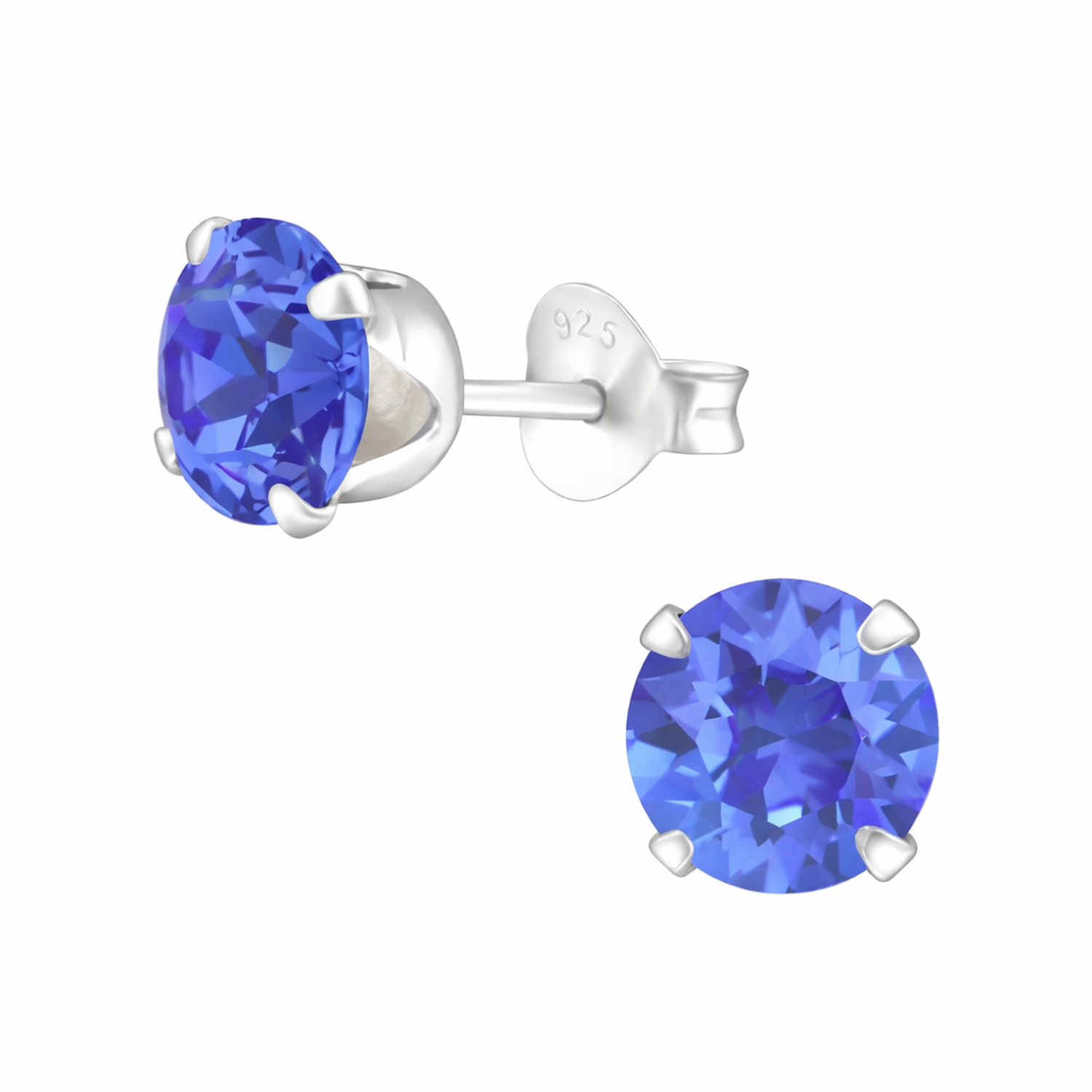 Sterling Silver 6mm Round Stud Earrings Made With Crystal Elements - Melchior Jewellery 