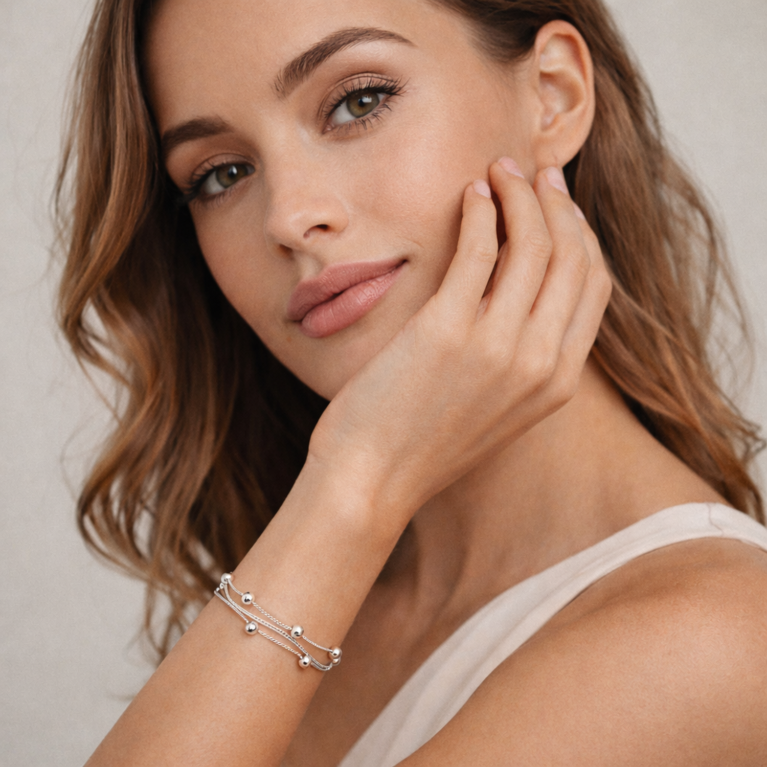 Sterling Silver Multi Strand Bead Bracelet - Melchior Jewellery 