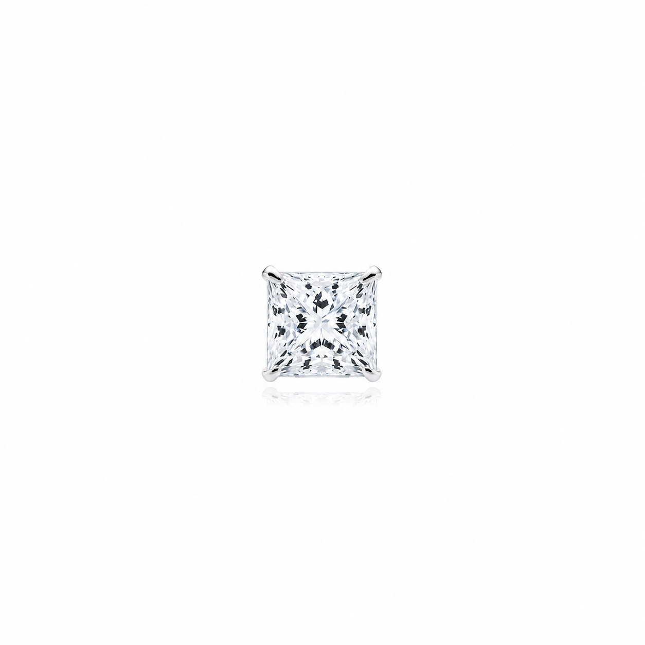 Sterling Silver Mens Square Cubic Zirconia Single Stud Earring