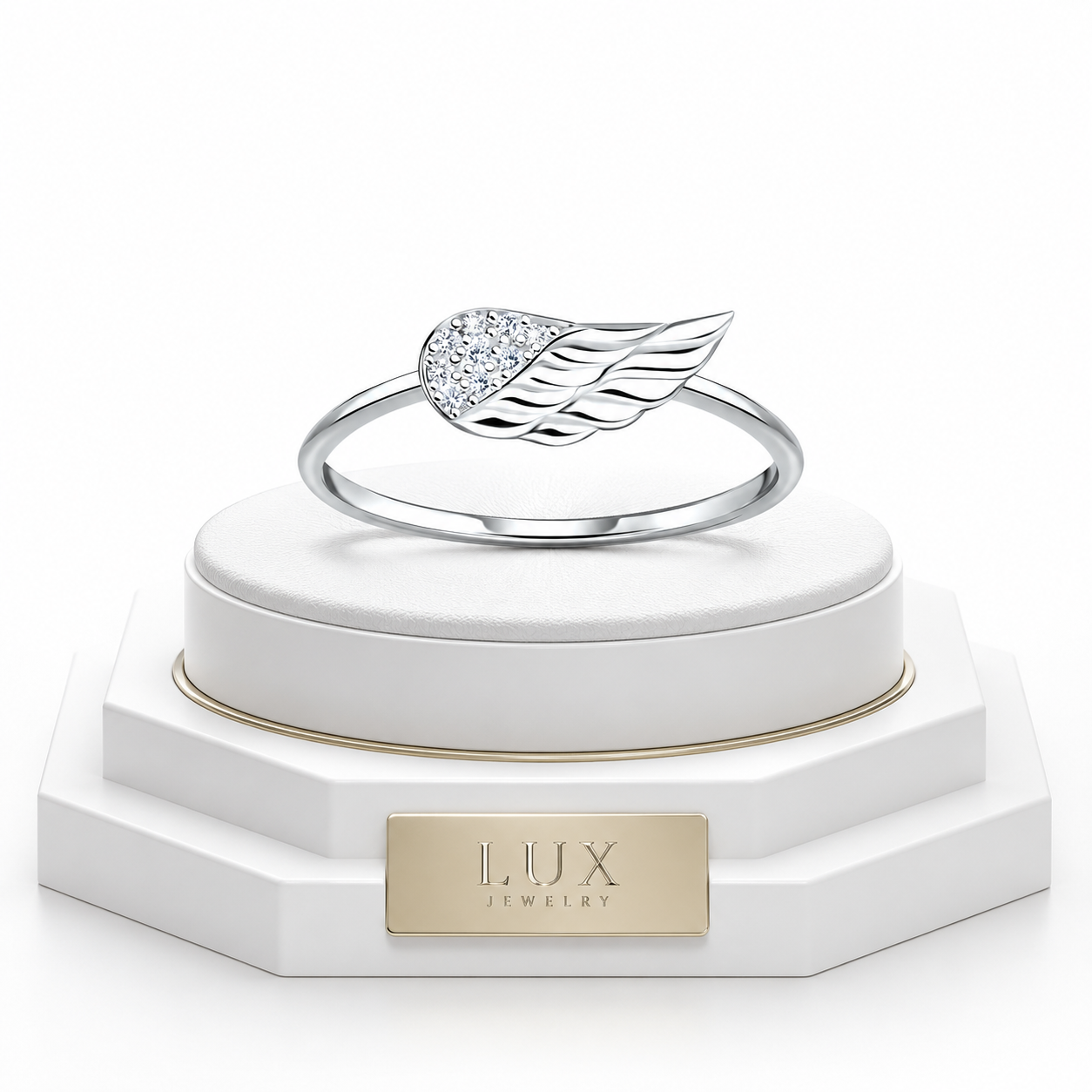 Sterling Silver Wing  Ring with Stones