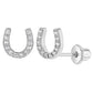 Sterling Silver Kids Horseshoe Screw Back Earrings