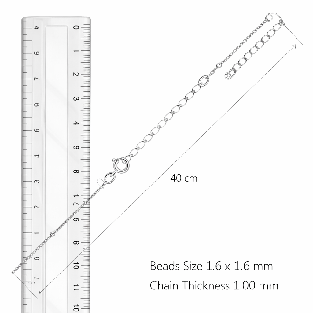 Sterling Silver Satellite Bead Chain Necklace 16 Inch