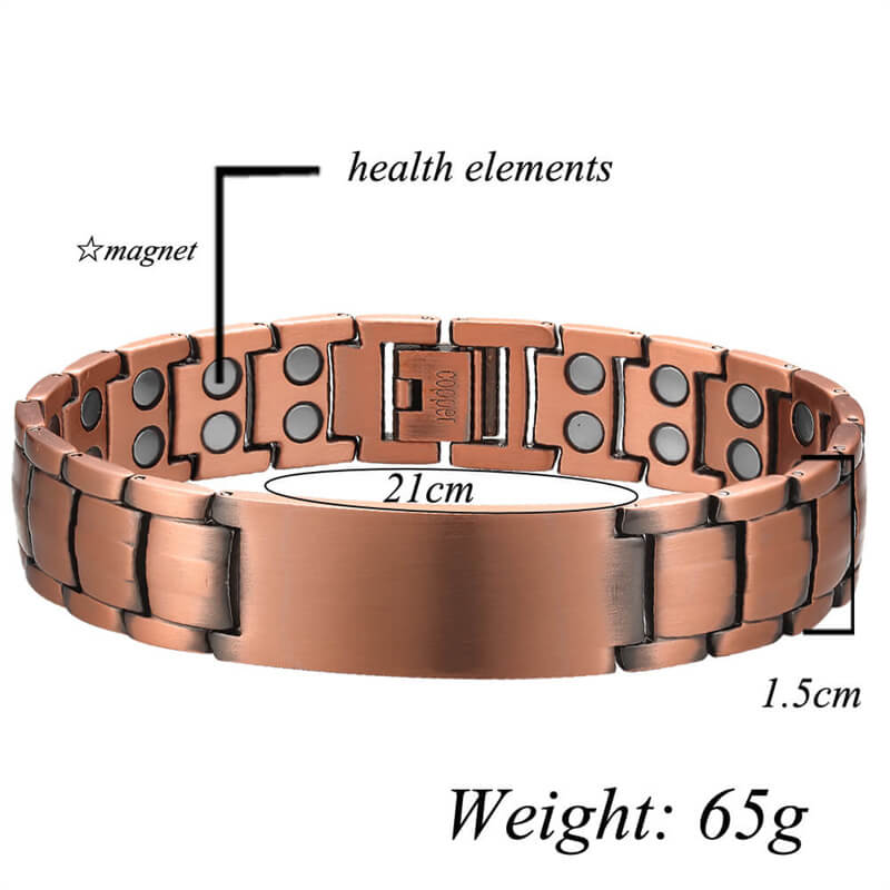 Mens copper ID magnetic therapy bracelet
