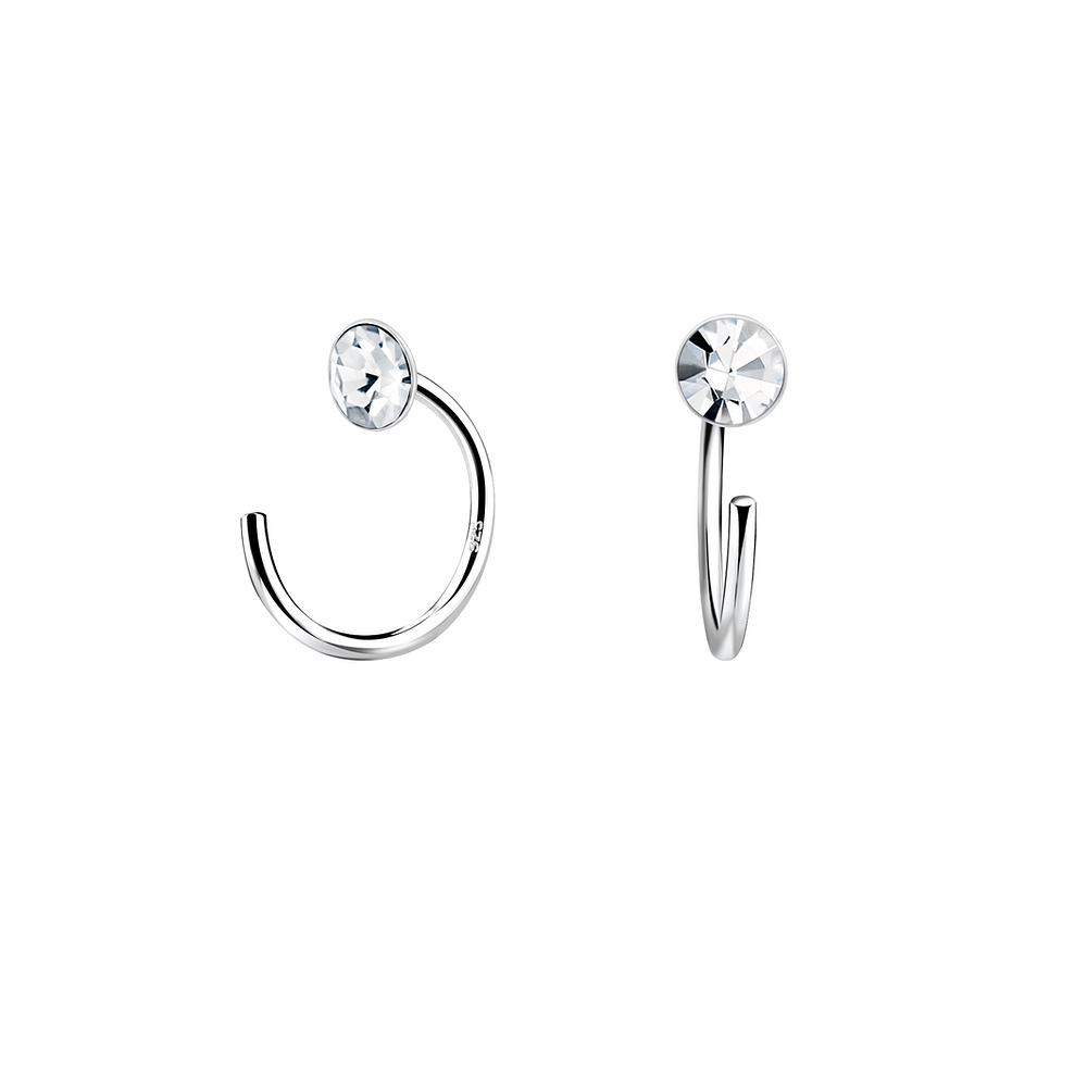 Sterling Silver Small Pull-Through CZ Ear Huggers