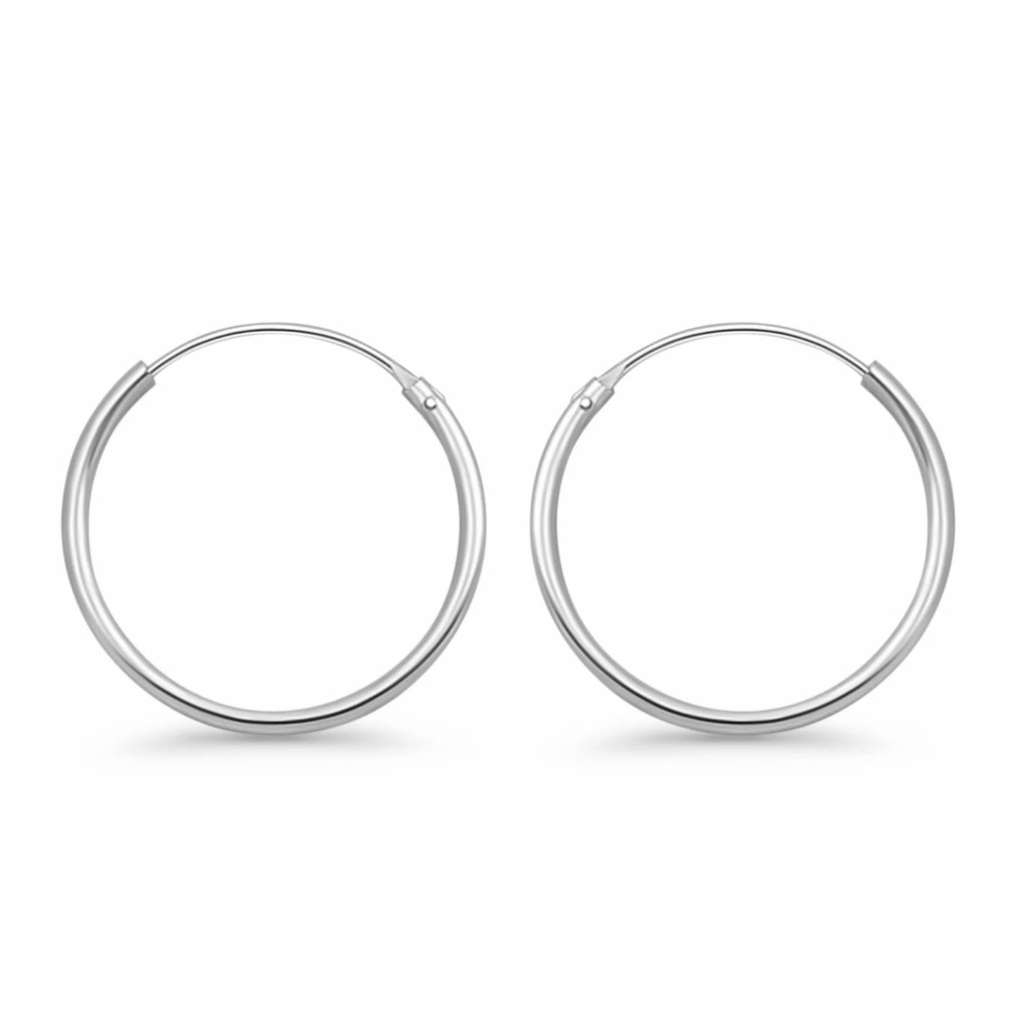 Sterling Silver 1.2mm Rhodium Plated Hoop Earrings - Choose your Size