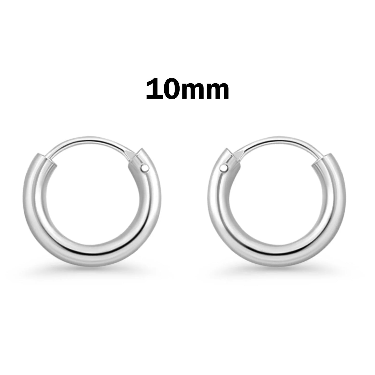 Sterling Silver 2mm Thick Rhodium Plated Hoop Earrings - Choose your Size