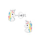 Children's Sterling Silver Rainbow Unicorn Stud Earrings