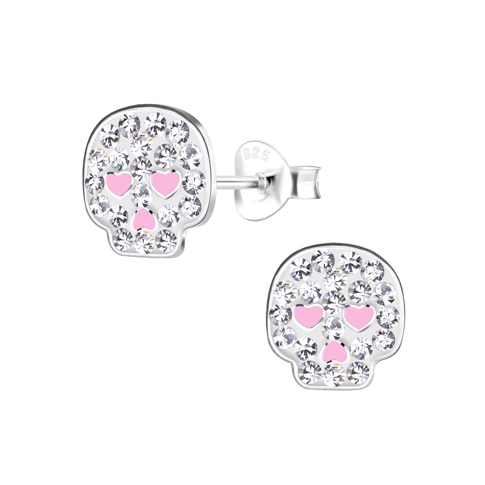 Children's Sterling Silver Halloween Skull Stud Earrings