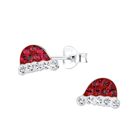 Children's Sterling Silver Christmas Hat Earrings