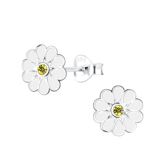 Children's Sterling Silver CZ Daisy Stud Earrings