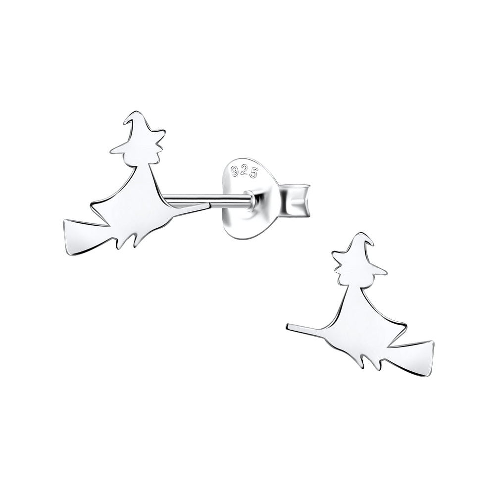 Children's Sterling Silver Witch Stud Earrings - Melchior Jewellery 