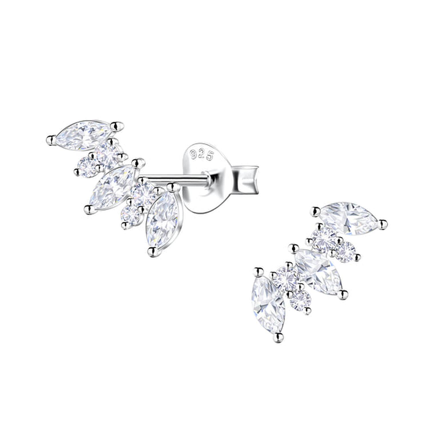 Cubic Zirconia Geometric Silver Earrings - Elegant Design - Melchior Jewellery 