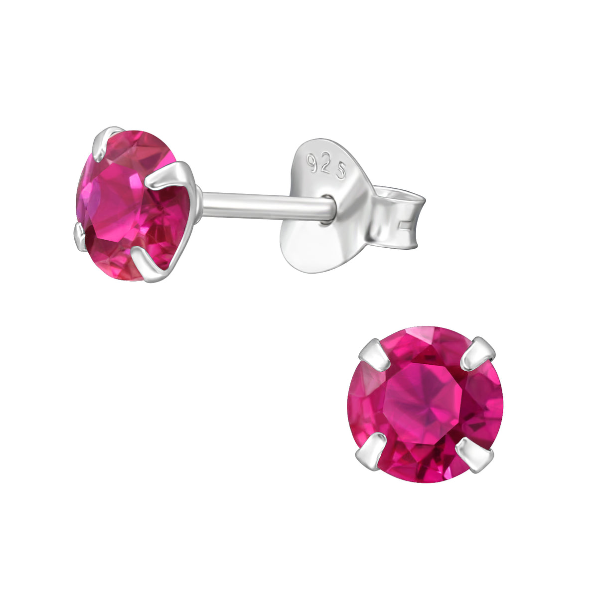 July sterling silver birthstone stud earrings