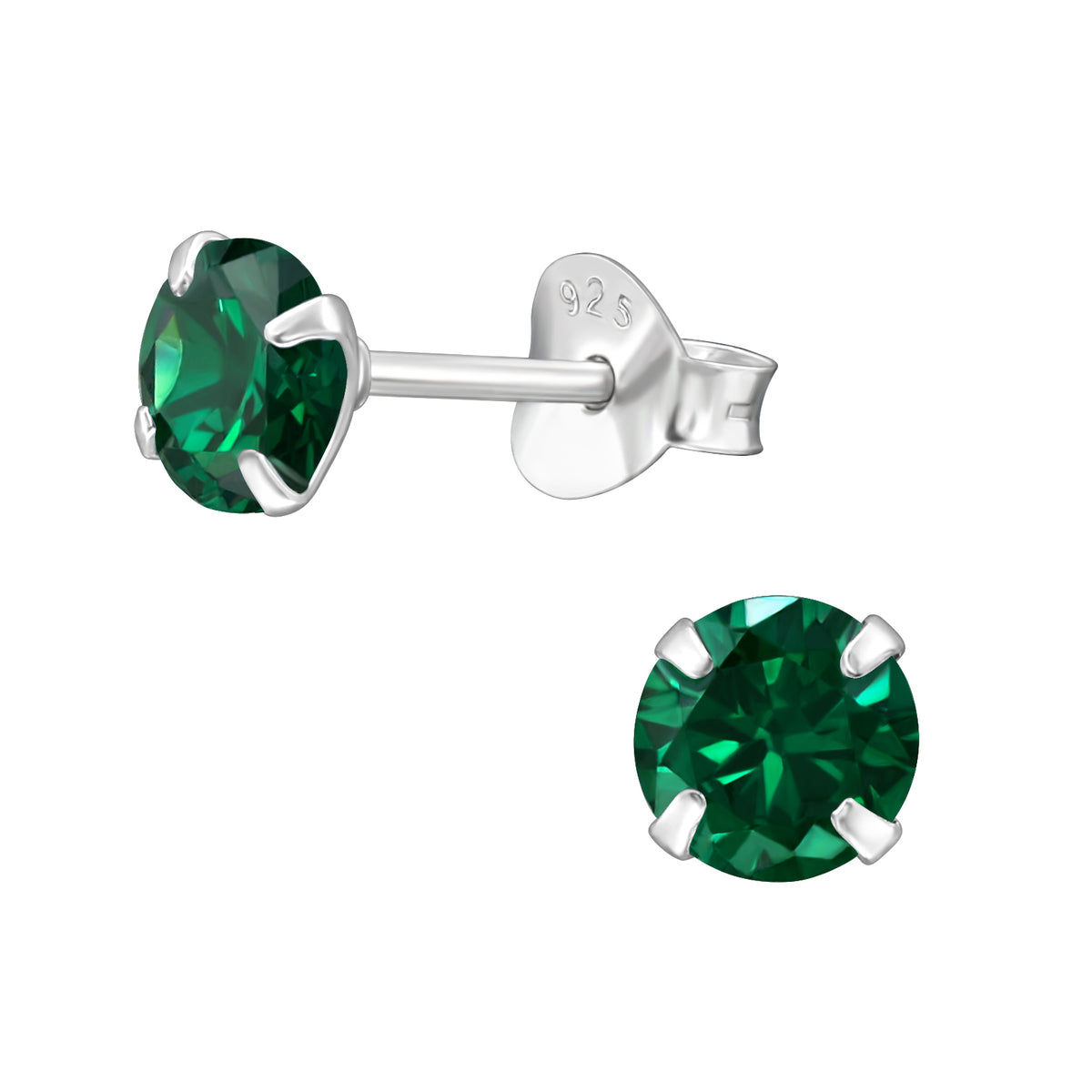 May emerald sterling silver birthstone stud earrings