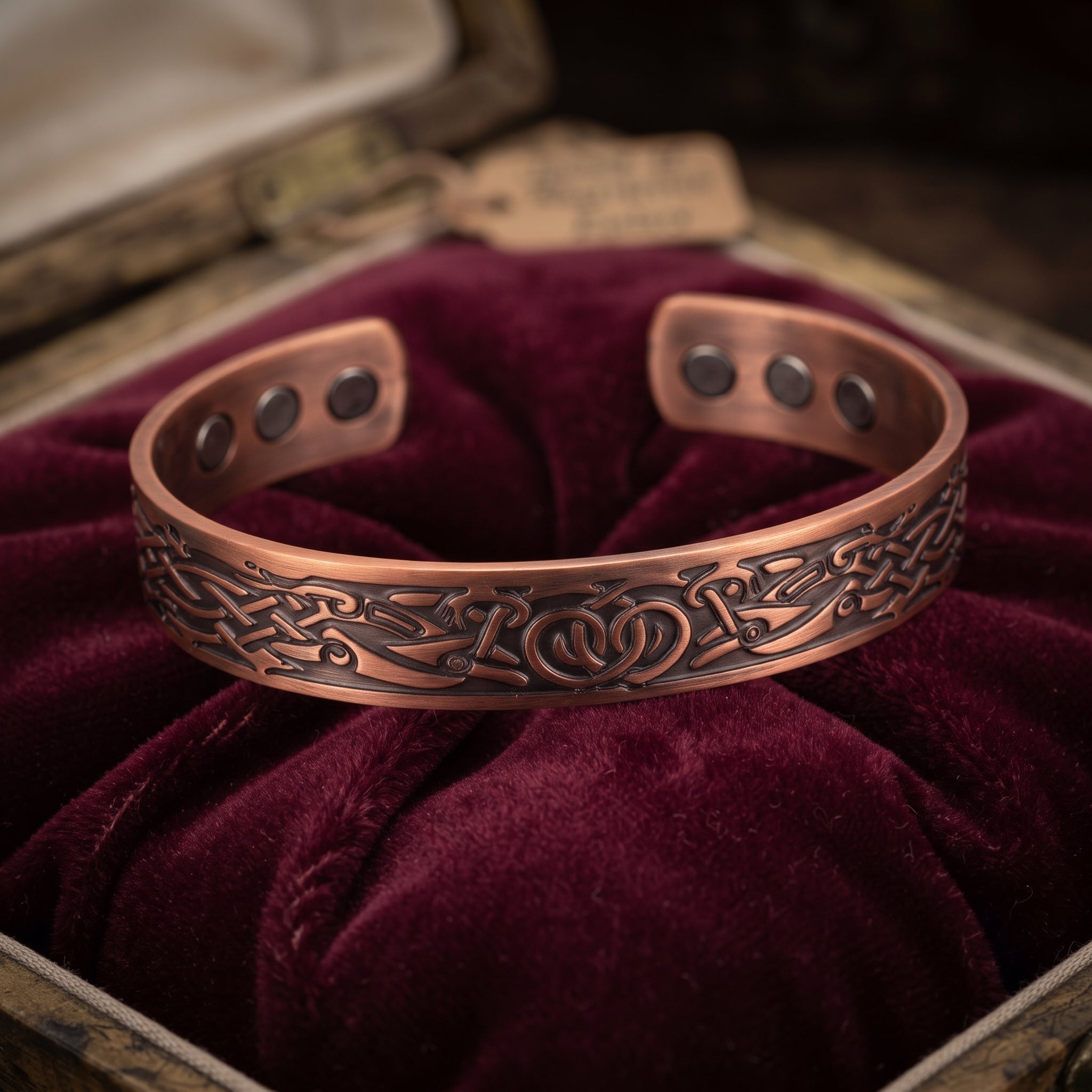 Celtic knotwork copper magnetic bangle for men