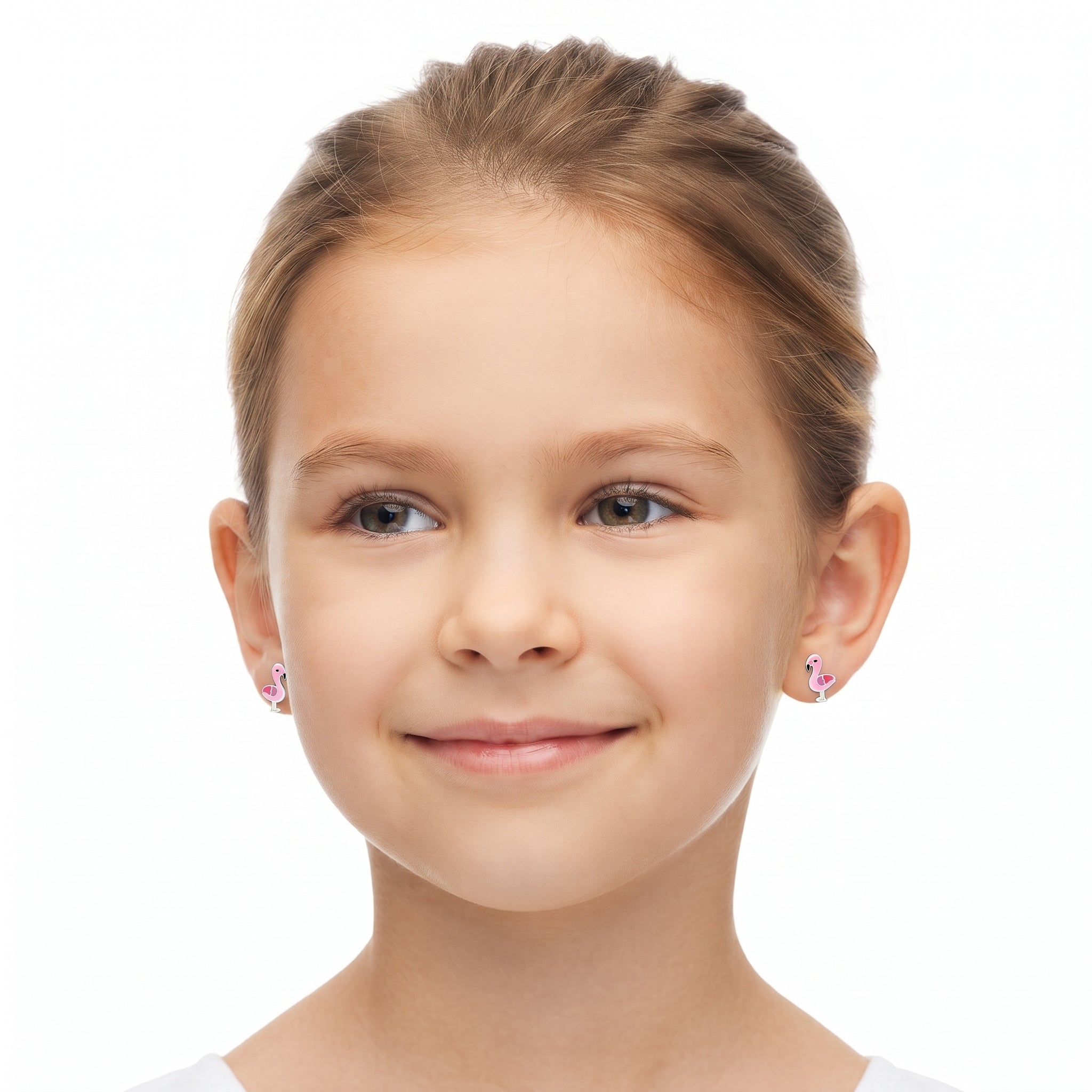 Sterling silver flamingo earrings for girls