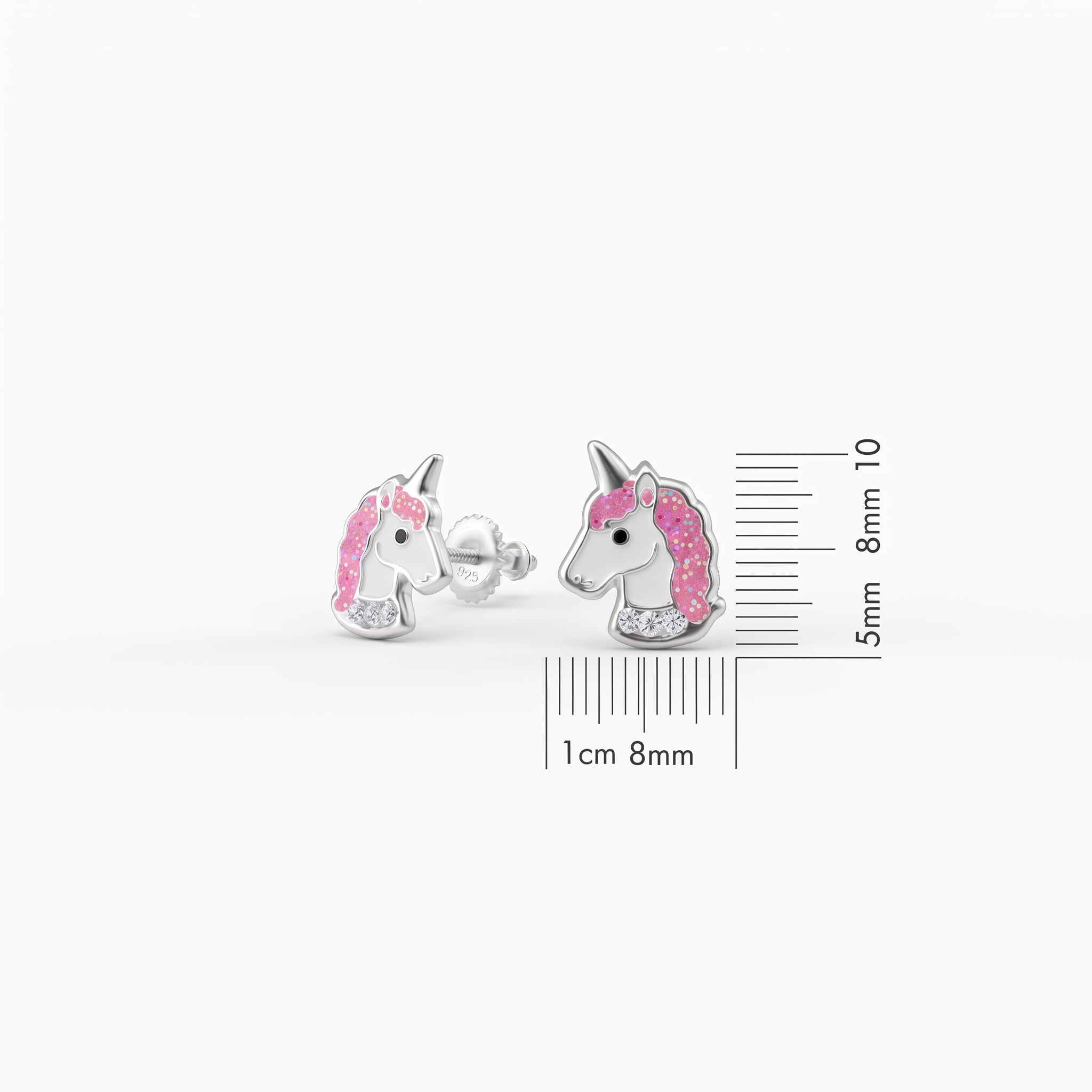 925 sterling silver unicorn earrings for children