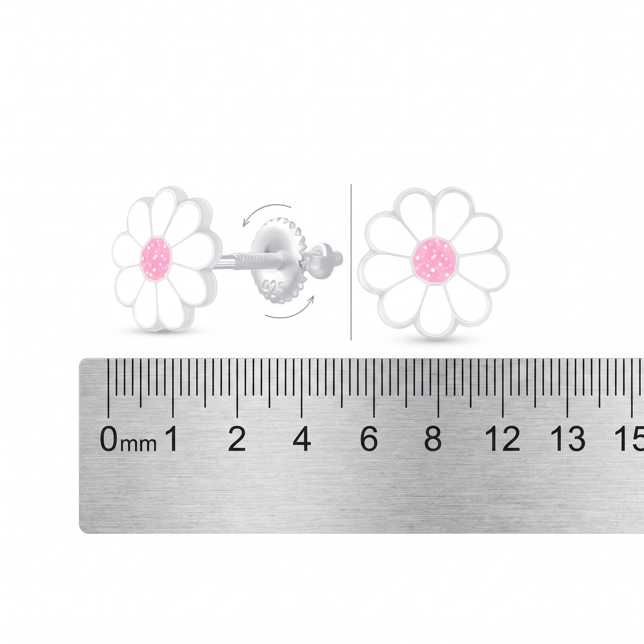 Cute daisy earrings with screw back fastening