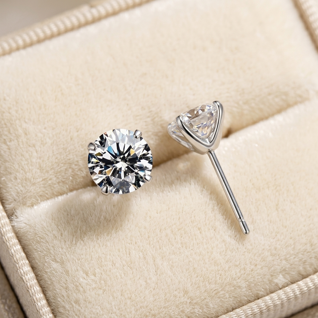 Stainless Steel 6mm Solitaire Round CZ Stone Stud Earrings