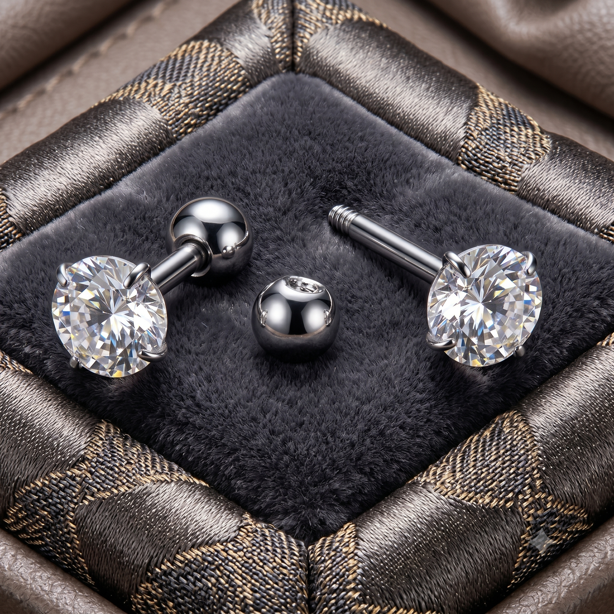 Titanium 4mm Round CZ Cartilage Stud Screw Back Earrings - Melchior Jewellery 