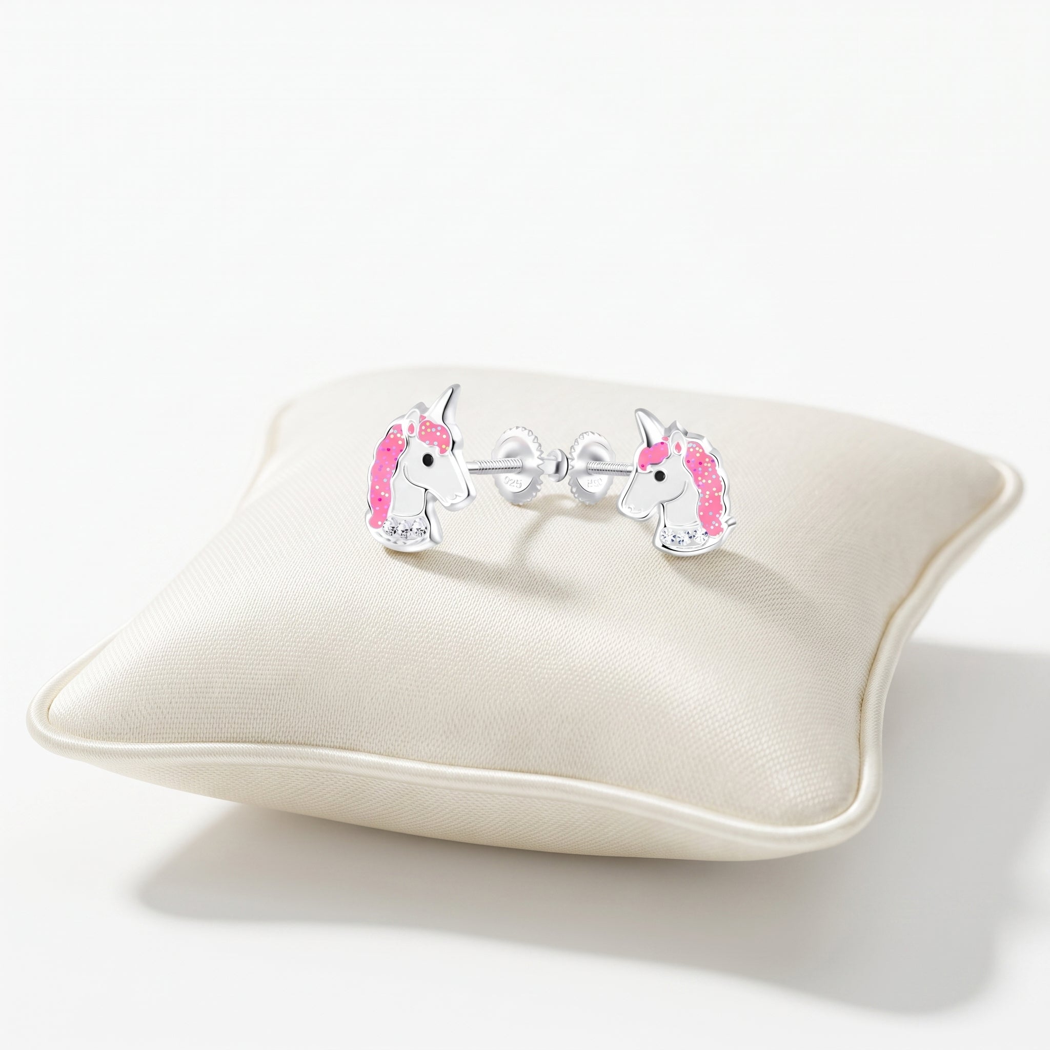Sparkly unicorn screw back earrings for kids