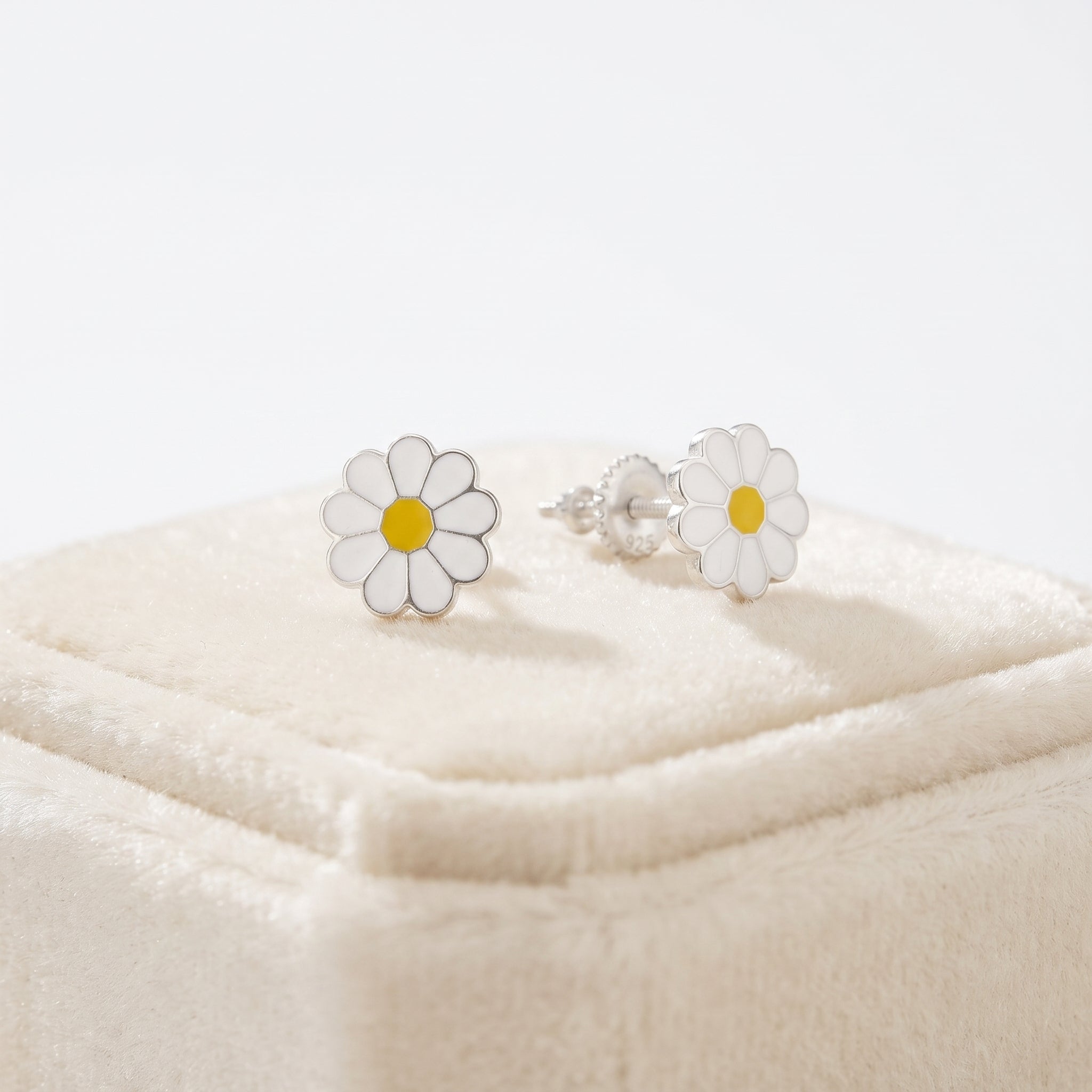 Sterling silver flower screw back earrings for kids