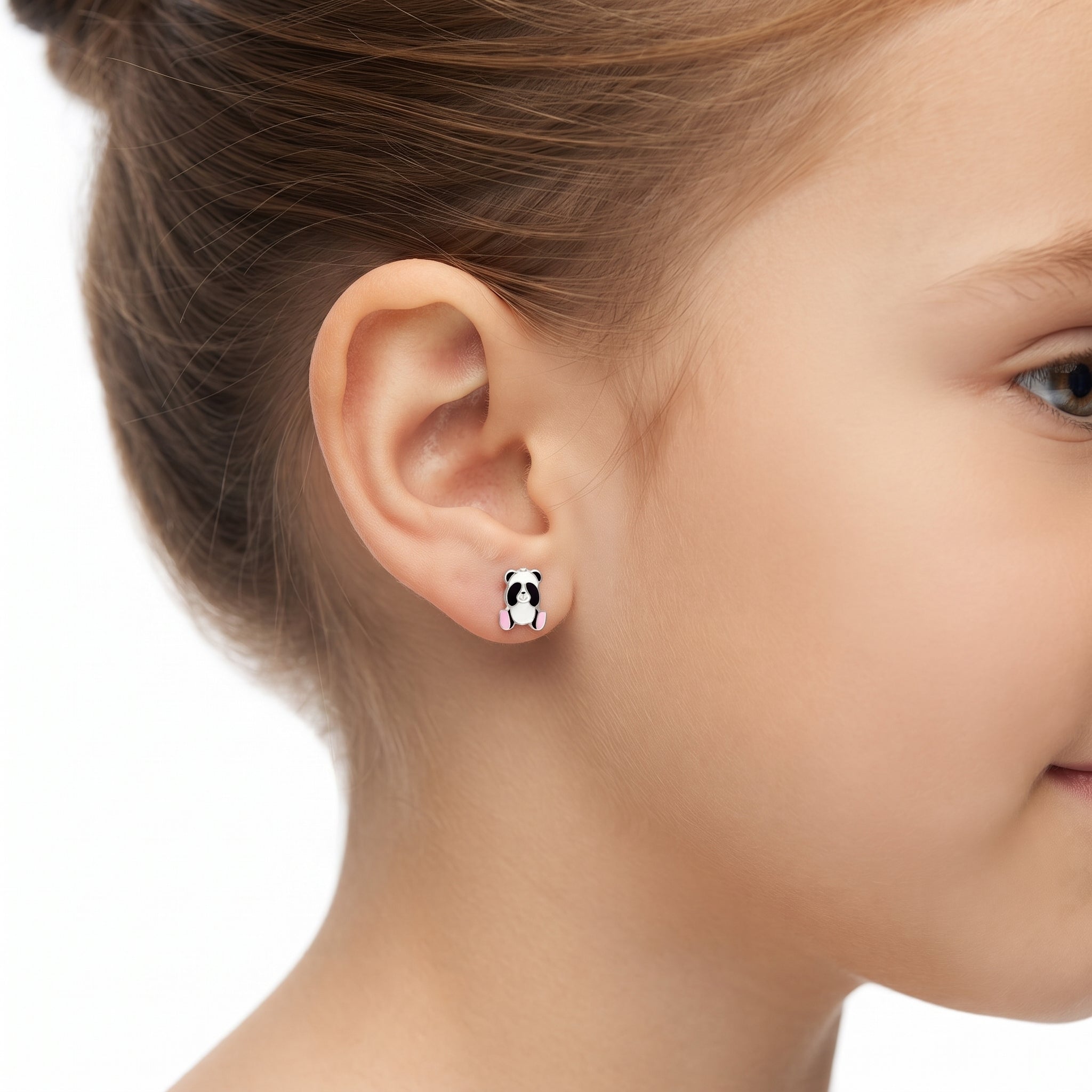 Cute panda screw back earrings for kids