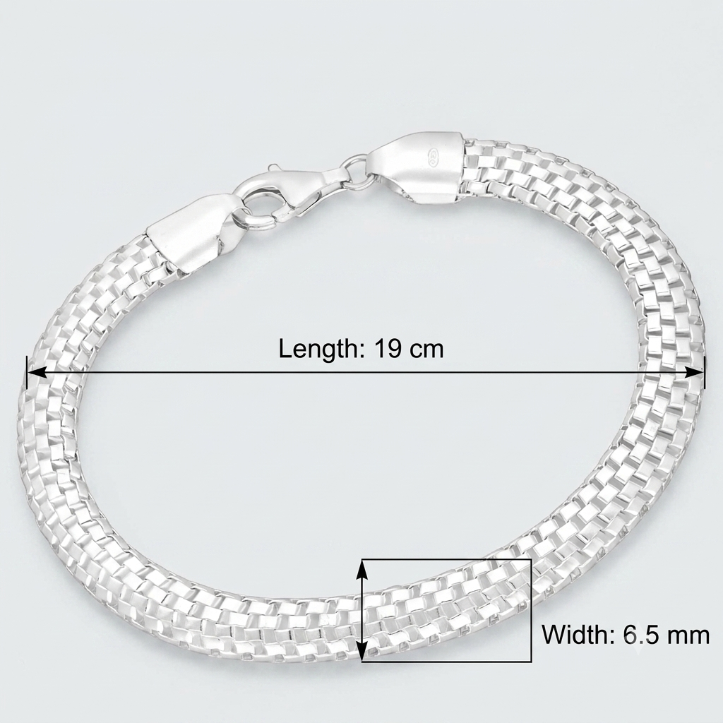 925 Sterling Silver Woven Box Chain Bracelet Fine Jewellery