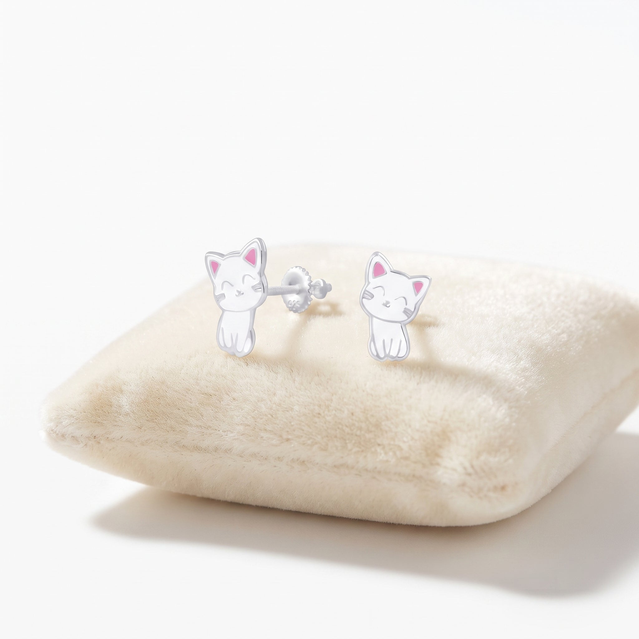 925 sterling silver cat earrings for children