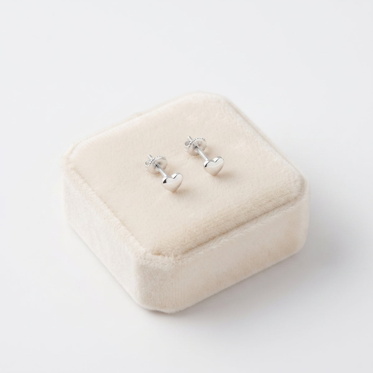 4mm sterling silver heart screw back earrings