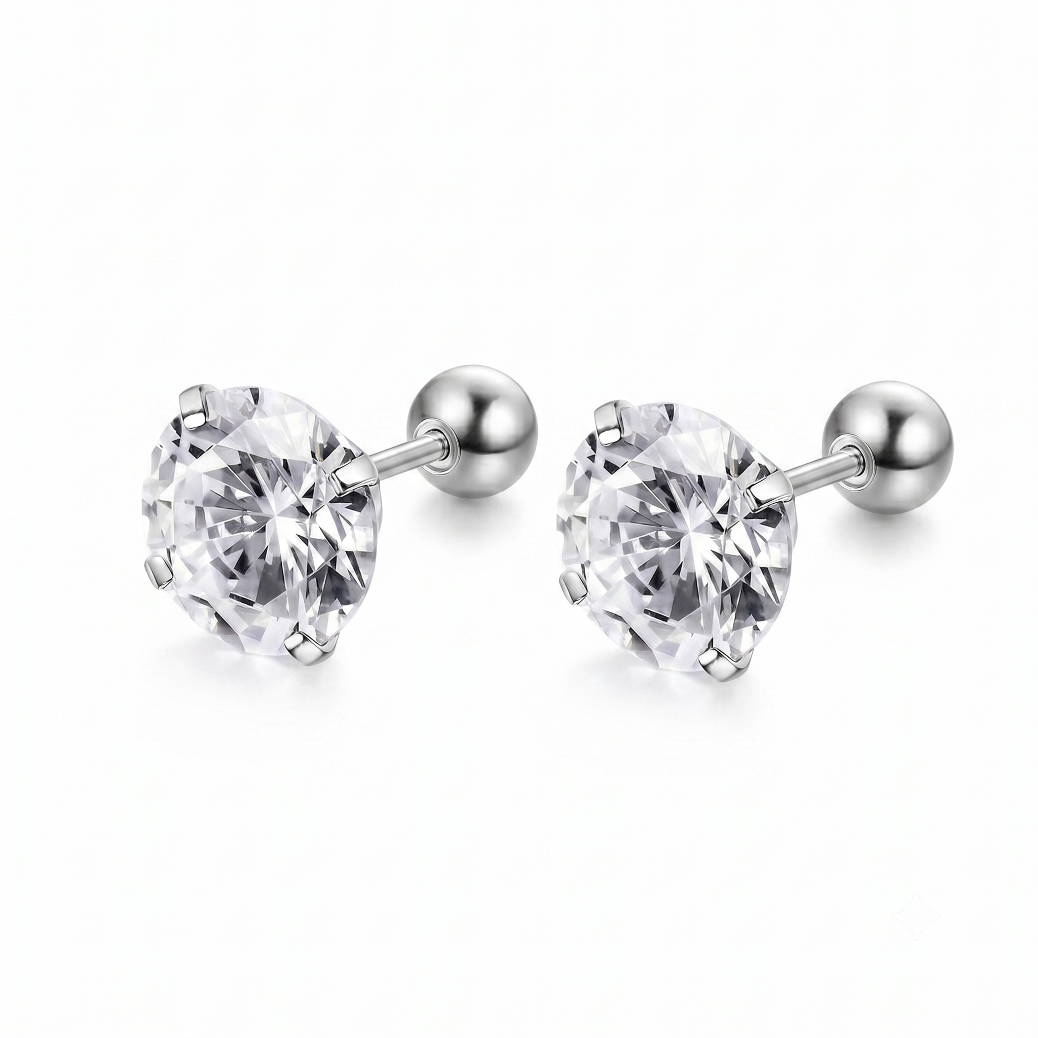 Titanium 5mm Round CZ Stud Screw Back Cartilage Stud Earrings