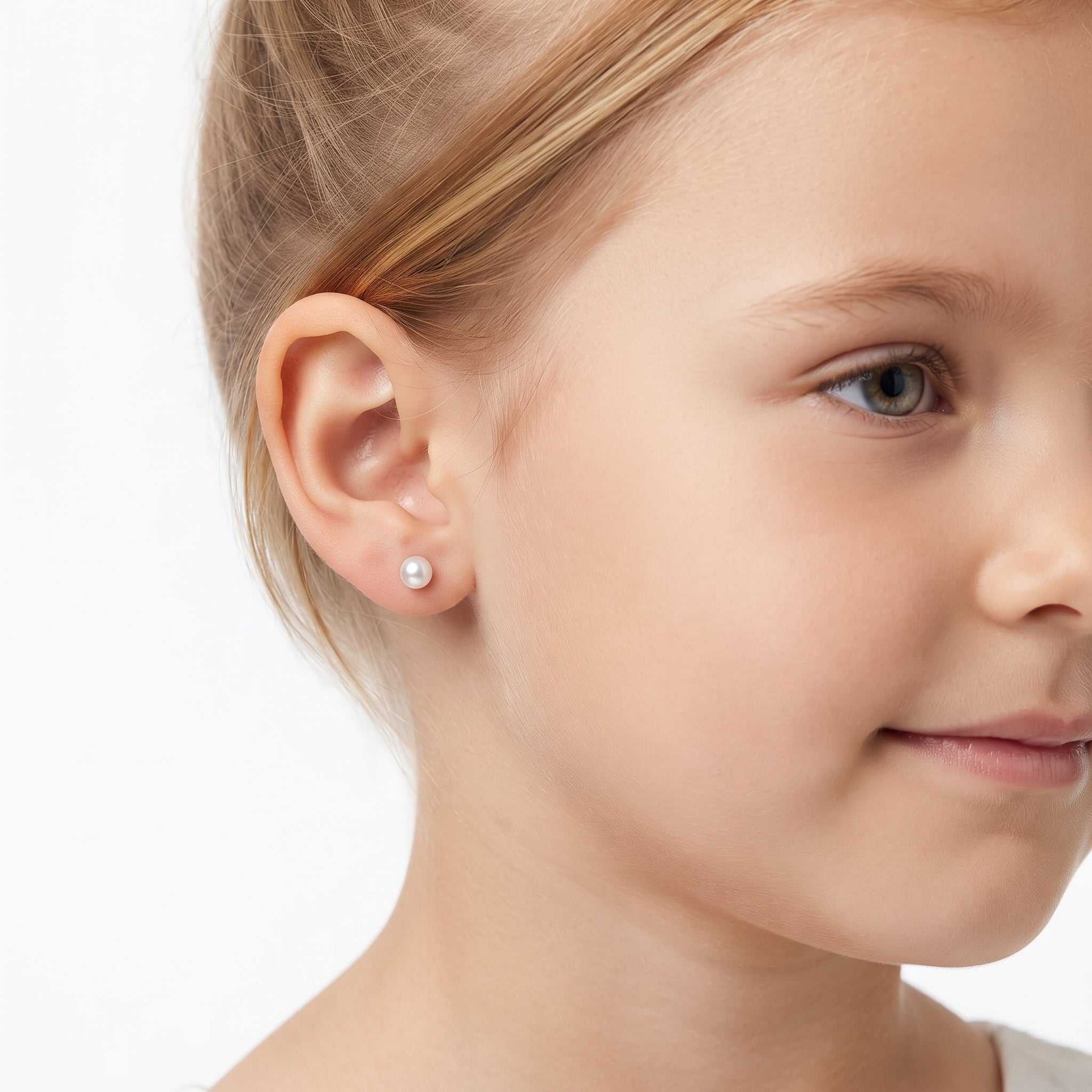 4mm white pearl screw back earrings for kids