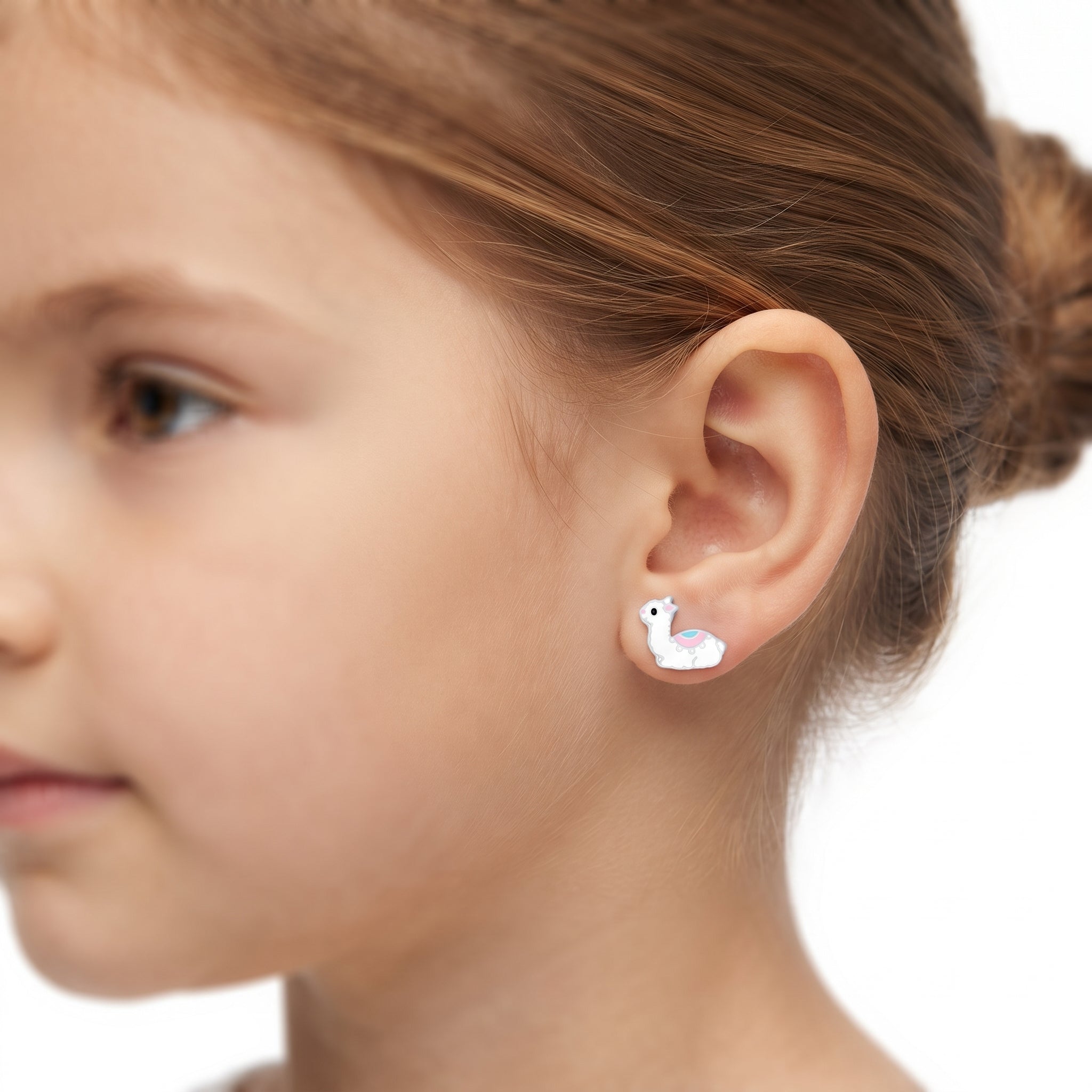 Cute llama screw back earrings for kids